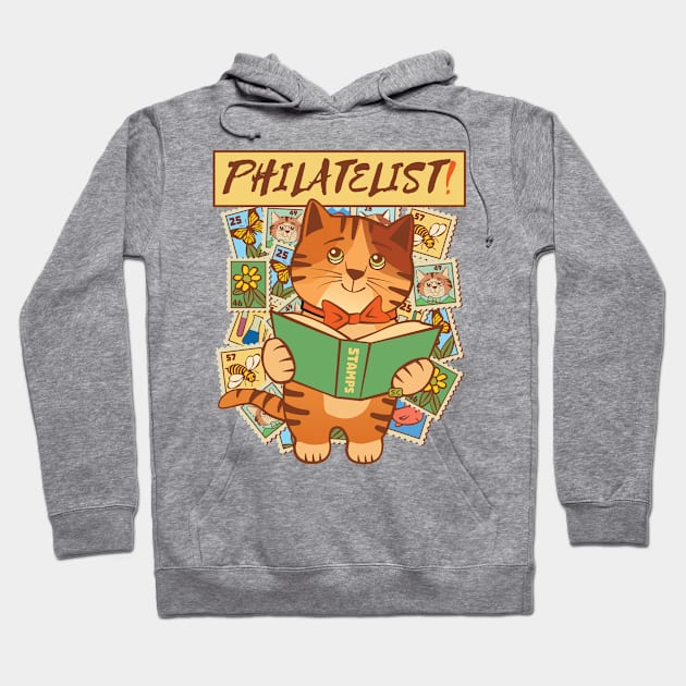 Stamp Collector Philatelist Cat Hoodie by Sue Cervenka